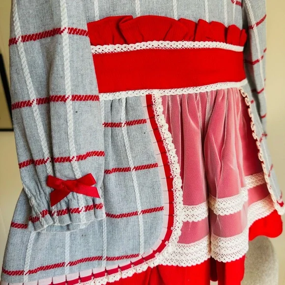 Charming Red and Gray Kids Formal Dress - Picture 3 of 5